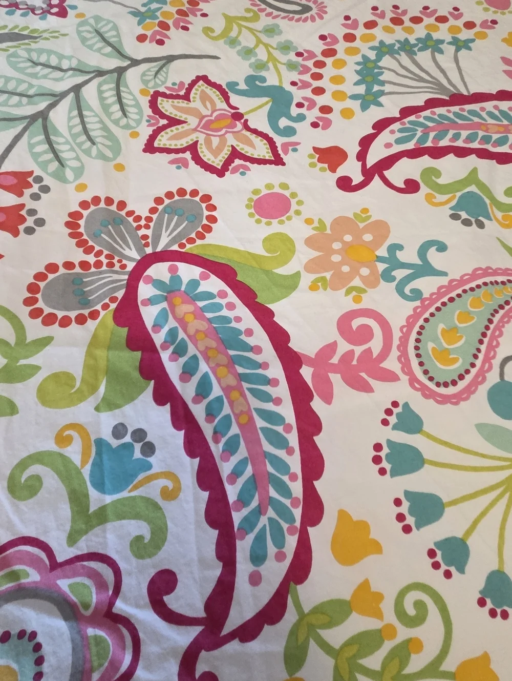 PB Teen Full / Queen Bedding Set in Swirly Paisley Pop Print, Like New!